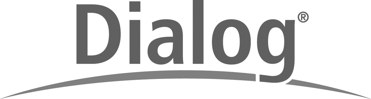 Dialog wordmark with a curved underline